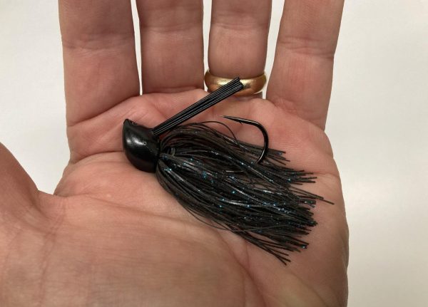 3 Hand-Tied 1/2-oz. Black/Blue Flake Compact Recessed Flat-Eye Flipping Jigs with Free Shipping