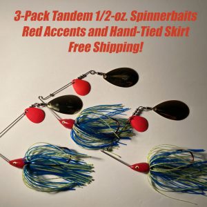 3-Pack 1/2-oz.  Spinnerbaits with Red Accents and Free Shipping