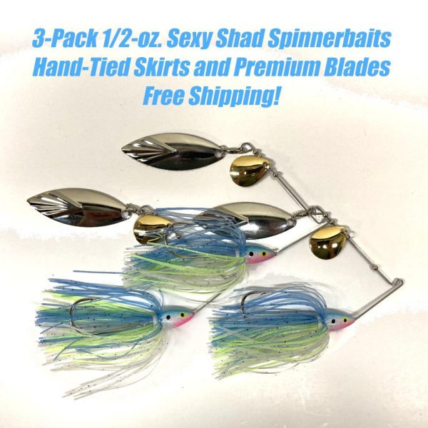 3-Pack 1/2-oz. Sexy Shad Spinnerbaits with Free Shipping